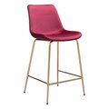 Homeroots 38.6 x 19.7 x 24.2 in. Tony Counter Chair Red & Gold 396528